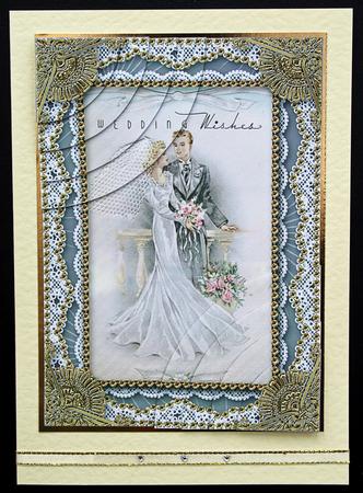 Weddings Wishes Gold Lace 7x5inch Duo Corner Stacker by Carol Bath 