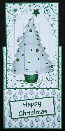 Contempory Christmas Tree with Green Baubles by Carol Bath 