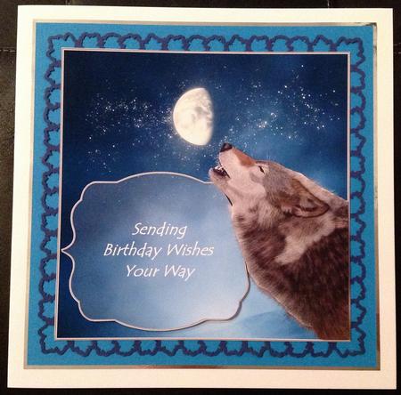 Howling Wolf Card Topper by Carol Bath 