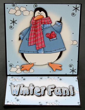 Brand New Penguin & Snowballs Christmas 5 Minute Easel Card by Carol Bath 