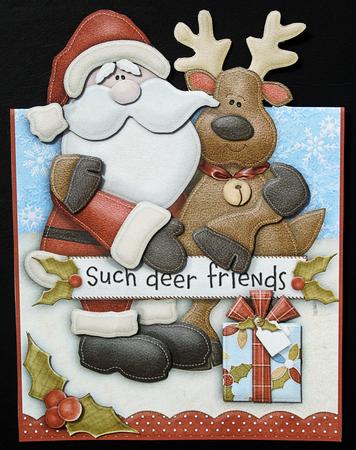 Deer Friends Christmas Over the Edge Card by Carol Bath 
