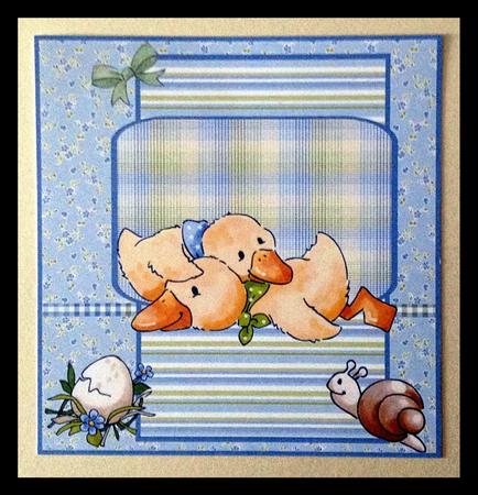 Sleepy Ducks Card Front with Topper by Carol Bath 