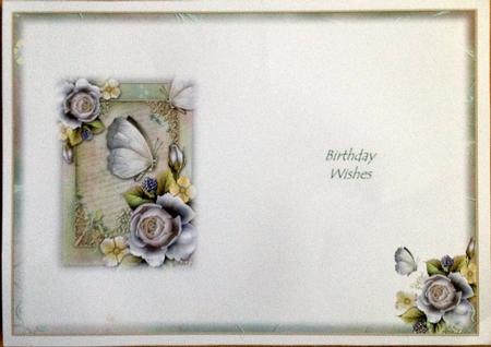 White Roses & Butterfly Blank Insert by Carol Bath 