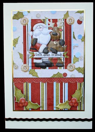 Festive Friends Pyramid Card Front by Carol Bath 