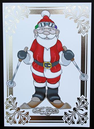 Skiing Santa Doodles Large Image by Carol Bath 