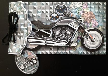 Silver Motorbike Gift Card Money Envelope Mini Kit by Carol Bath 
