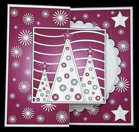 Button Silver Christmas Trees Fold Back Burgundy by Carol Bath 