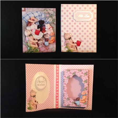 Girl and Bears Combi Card Box with Presentation Box Handcut by Carol Bath 