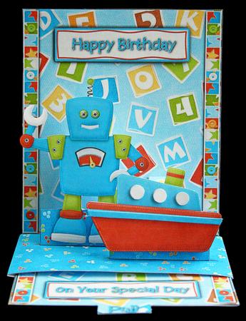 Toy Store Robot and Ship Pop-up Slider Card Kit by Carol Bath 