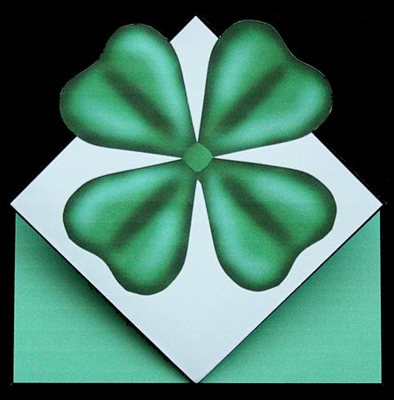 Good Luck 4 Leaf Clover Pop Up Spring Card by Carol Bath 