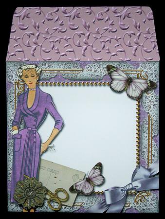 Lavender Lady Butterfly 5 1/2 Inch Square Matching Envelope by Carol Bath 