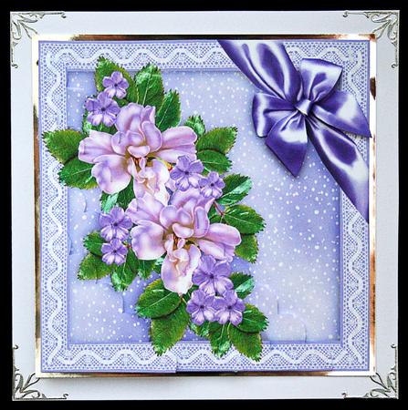 Lavender Bouquet in Lace Framed Box - 5" Square Stacker by Carol Bath 