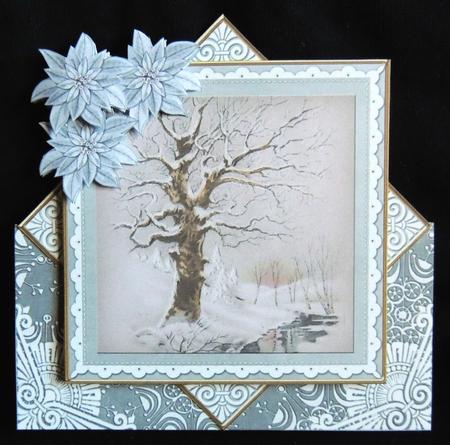 Snow Stream Silver Poinsettia Diamond Card Mini Kit by Carol Bath 