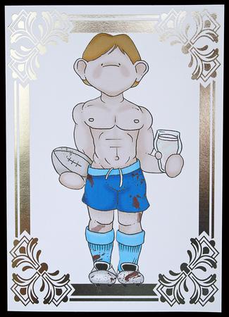 Rugby Hunk Doodles Large Image by Carol Bath 