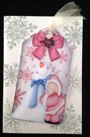 Oh! I Love You Mr Snowman on a Snowflake Tag by Carol Bath 