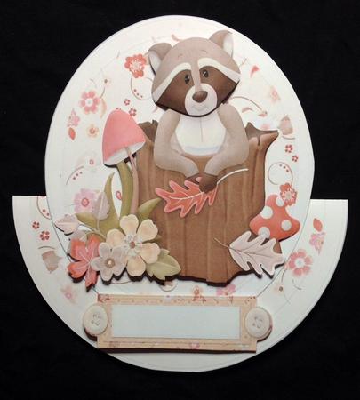 Cute Little Raccoon in Tree Trunk Rocker Card by Carol Bath 