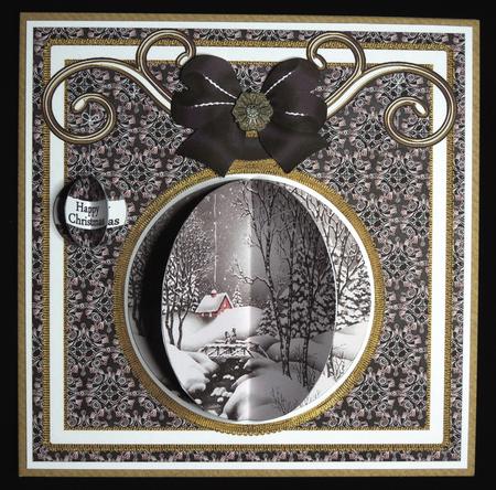 Winter Walk Black 3D Bauble 8in Card Front Mini Kit by Carol Bath 
