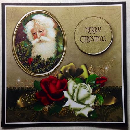 Christmas Roses with Santa Portrait by Carol Bath 