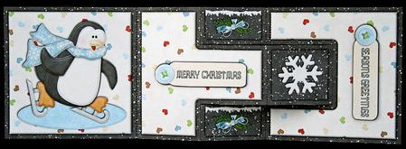 Ice Skating Penguin T-step Tri Fold by Carol Bath 