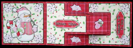 Winter Warmers Snowman Pink T-step Tri Fold by Carol Bath 