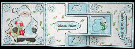 Winter Warmers Santa Blue T-step Tri Fold by Carol Bath 
