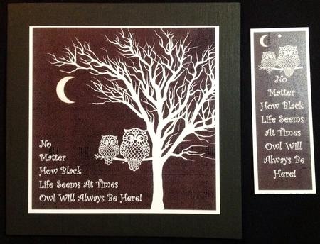 Owl Will Always Be Here (1) 8x 8 Card Topper & Bookmark by Carol Bath 