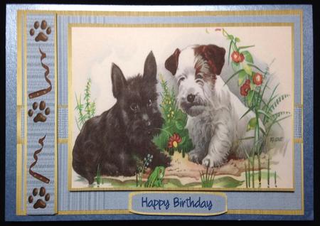 Two Cute Dogs Watching the Frog  by Carol Bath 
