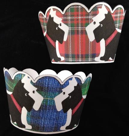 2 x Scottie Dog Scottish Tartan Cupcake Wrappers by Carol Bath 
