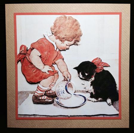 Cute Little Girl & Kitten Pyramage by Carol Bath 