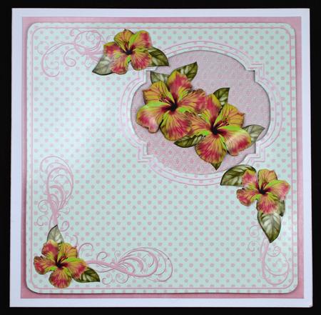 Pink Lemon Hibiscus 8in Aperture Decoupage Cf Mini Kit by Carol Bath 
