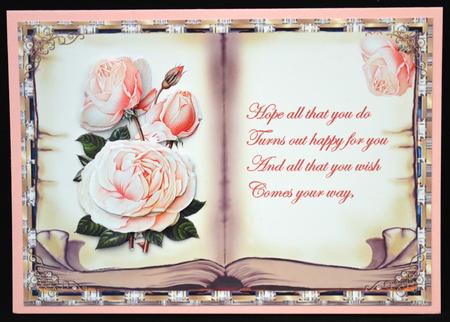 Pink Rose Book with Verse and Decoupage by Carol Bath 