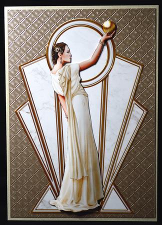 Pandore Art Deco Shaped Panels (cream) by Carol Bath 