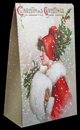 Christmas Gift Bag - Victorian Lady in Red by Carol Bath 