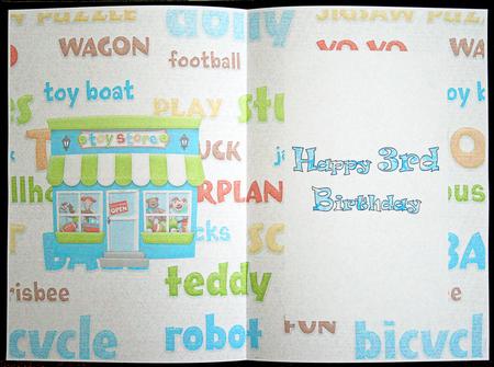 Toy Shop 3rd Birthday Card Insert by Carol Bath 