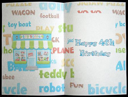 Toy Shop 4th Birthday Card Insert by Carol Bath 