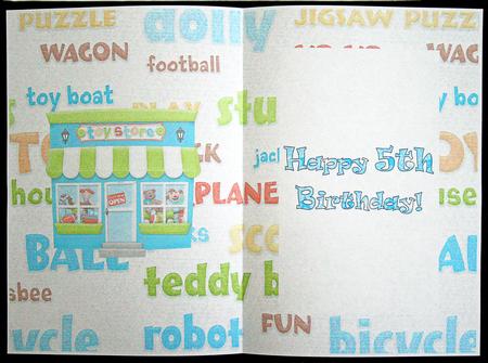 Toy Shop 5th Birthday Card Insert by Carol Bath 