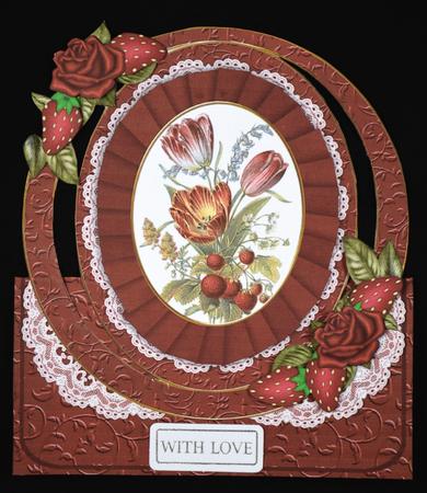 Red Strawberries Oval Over 3D Mini Card Kit by Carol Bath 