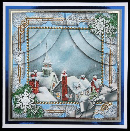 Rooftops Snow All 4 Rounded Corner Card Front by Carol Bath 