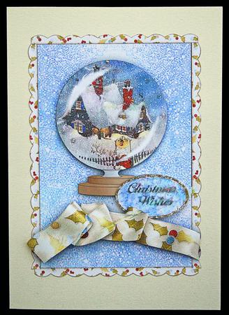 Snowglobe Christmas Wonderland - Card Front with Decoupage by Carol Bath 