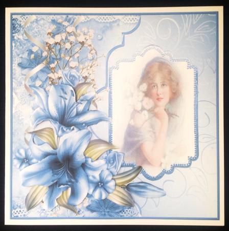 Blue Lily Card with Decoupage by Carol Bath 