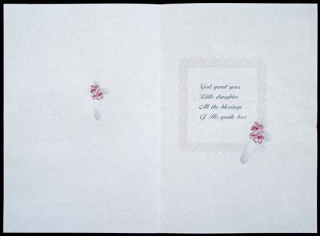 Baby Girl's Christening - Card Front with Lace Frame Insert by Carol Bath 
