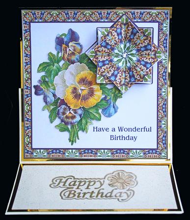 Vintage Pansy Card Front + Teabag Tile by Carol Bath 