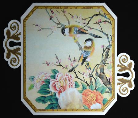 Oriental Birds 1 Oriental Fancy Emerald Decoupage Mini Kit by Carol Bath 
