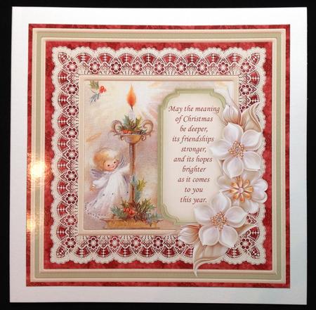 Christmas Floral Tag Angel & Candle Card Topper & Decoupage by Carol Bath 