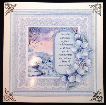 Christmas Floral Tag Winter Waterfall Card Topper Decoupage by Carol Bath 