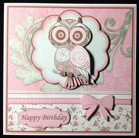 Another Year Older  -  Pink Owl Topper & Decoupage by Carol Bath 