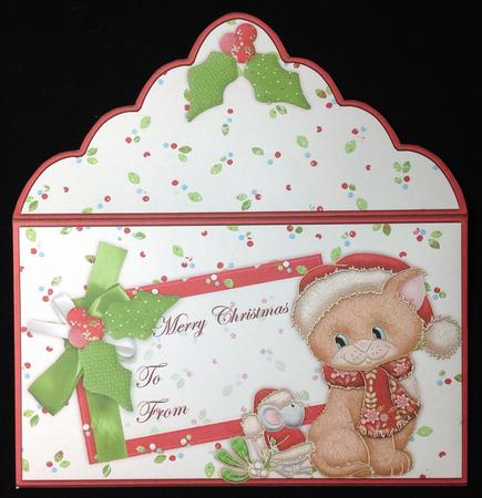 Christmas Money Wallet Envelope Mistletoe Cat & Mouse by Carol Bath 