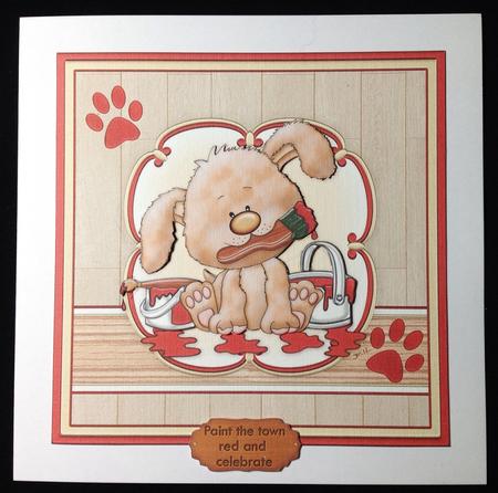 DIY Puppy Paint the Town Red Topper & Decoupage by Carol Bath 