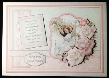 Vintage Lady on Swing Card Topper & Decoupage by Carol Bath 