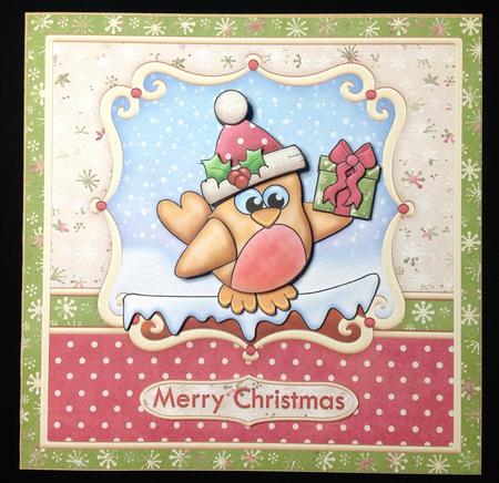 Christmas Robin with Gift Card Topper & Decoupage by Carol Bath 